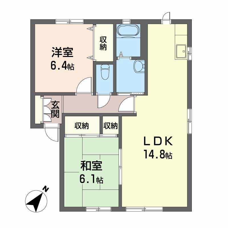 YSアパートメント(2LDK/1階)の間取り写真