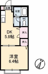 ビバマドレーゆき(1DK/1階)の間取り写真