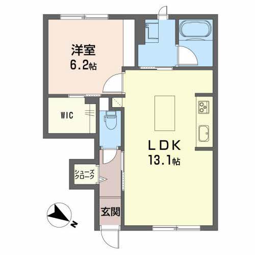 シャーメゾン南町Ⅱ(1LDK/1階)の間取り写真