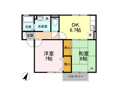 セジュール誉B(2DK/2階)の間取り写真