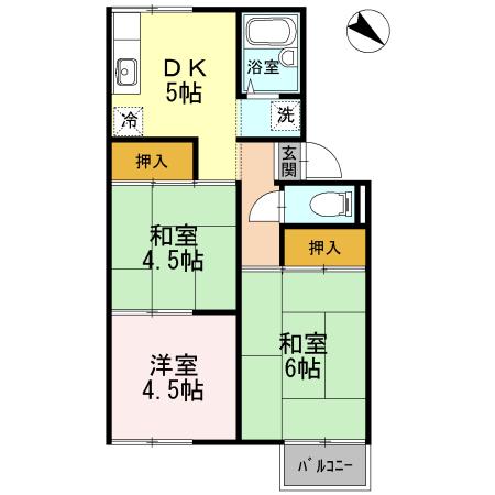 MKハイツⅠ棟(3K/2階)の間取り写真