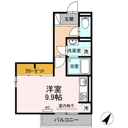 PRESTIGEA72 B棟(ワンルーム/3階)の間取り写真