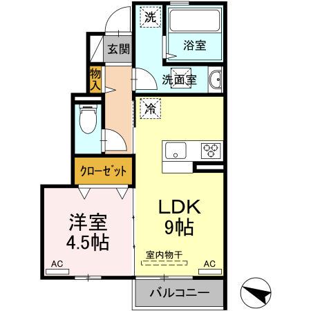 ラ トルチェ C棟(1LDK/1階)の間取り写真