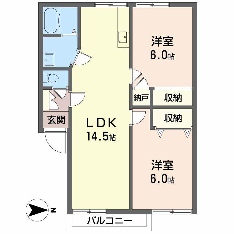 サニーコート山村(2LDK/1階)の間取り写真