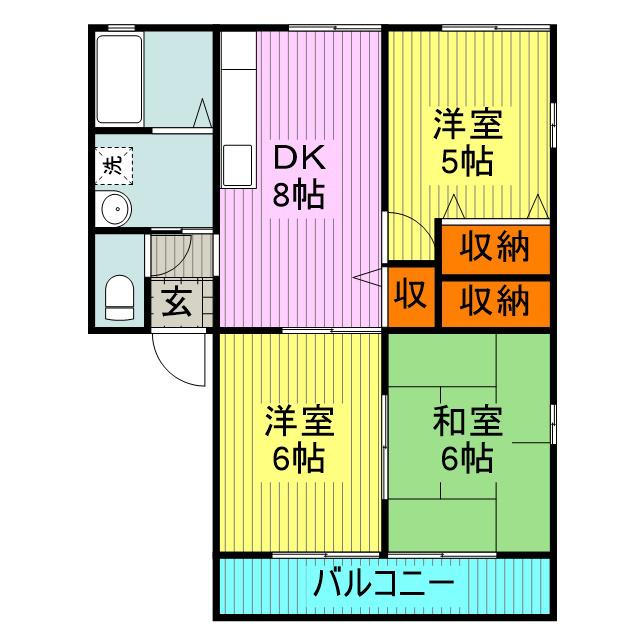 HARVESTⅠ(3DK/2階)の間取り写真