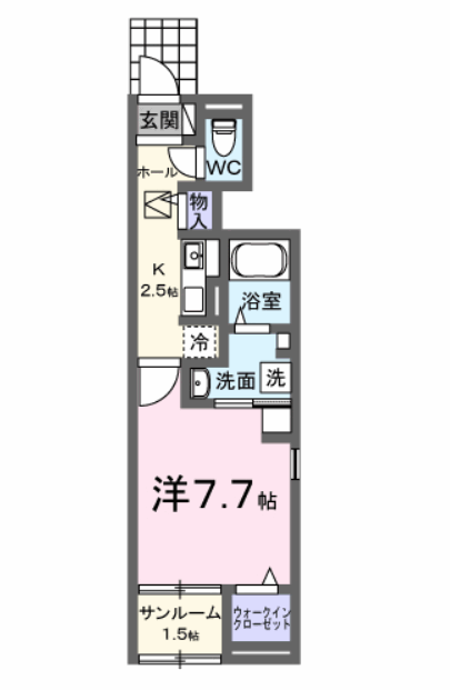 サピアリーズ C(1K/1階)の間取り写真