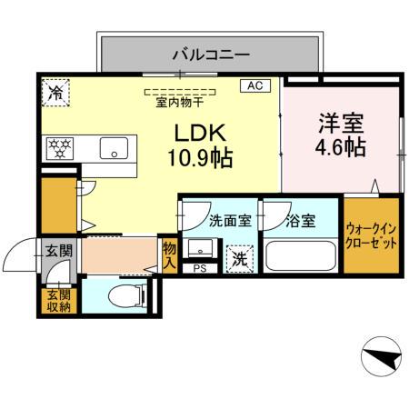 ディアライズ春日町B棟(1LDK/2階)の間取り写真