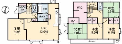 山口線 山口駅(山口) 徒歩2分 2階建 築33年(5LDK)の間取り写真