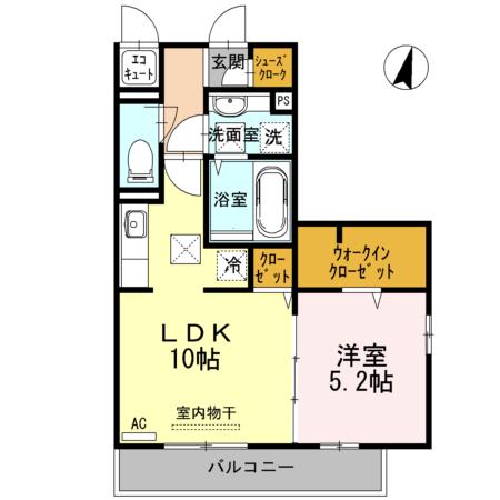 ジュネス・ハーベス(1LDK/1階)の間取り写真