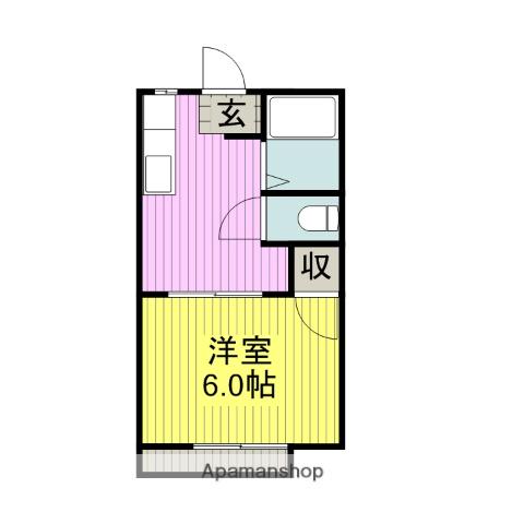 フラワーハイツ萩(1DK/1階)の間取り写真