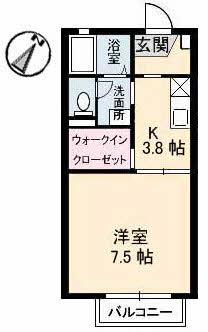 グランシード立石(1K/1階)の間取り写真