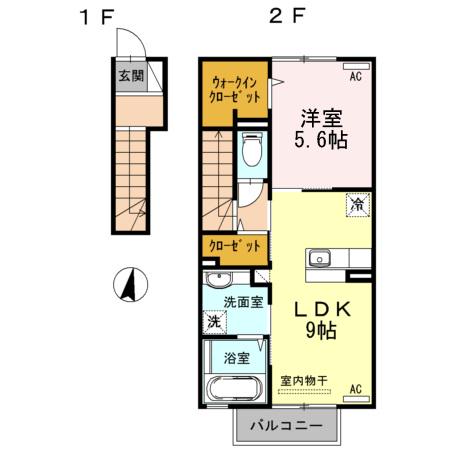 ツーム ベーレン(1LDK/2階)の間取り写真