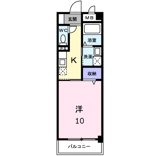 福パレスランデュールB(1K/1階)の間取り写真