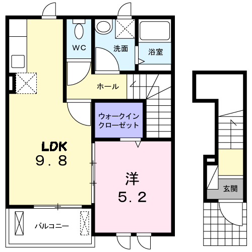 アンジュⅣ(1LDK/2階)の間取り写真