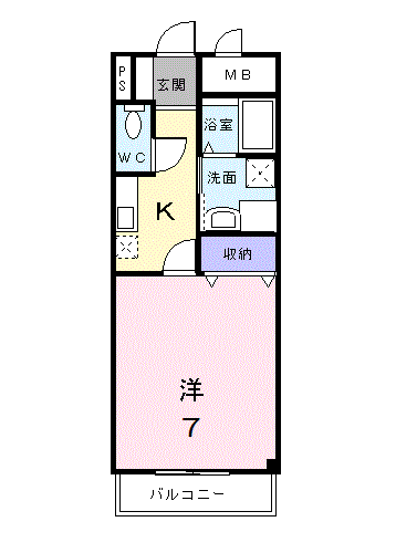 ダイトウ パレス ピースフル(1K/2階)の間取り写真