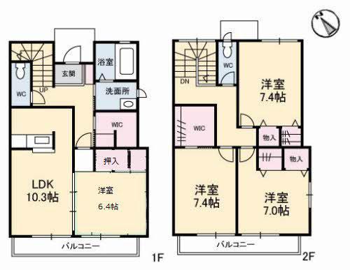 グリーンルーフ(4LDK/1階)の間取り写真