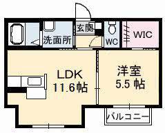 シャーメゾンヤナイ C(1LDK/1階)の間取り写真