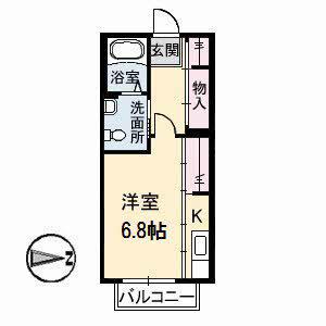 メゾンさくら(ワンルーム/2階)の間取り写真
