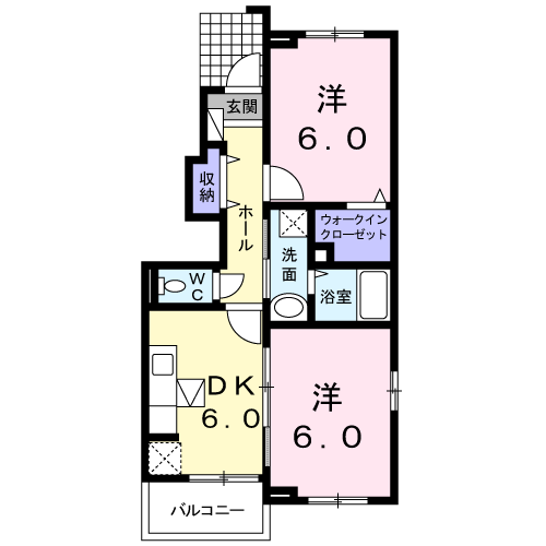サン プレーヌA(2DK/1階)の間取り写真