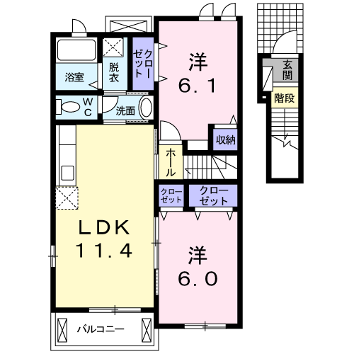 ルミエールⅠ番館(2LDK/2階)の間取り写真