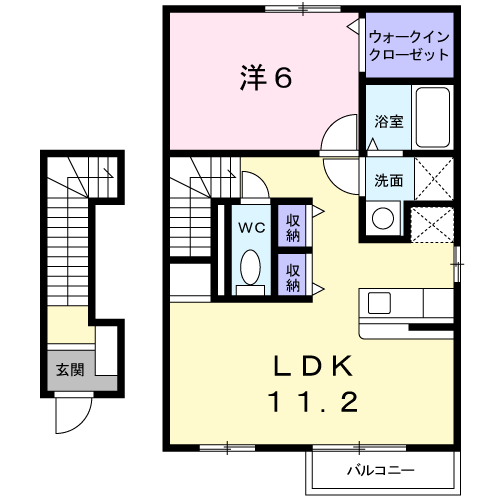 サンスクエアA(1LDK/2階)の間取り写真