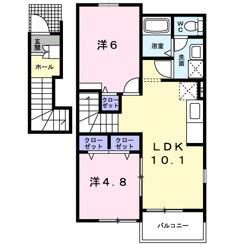 サンパティークⅡ(2LDK/2階)の間取り写真
