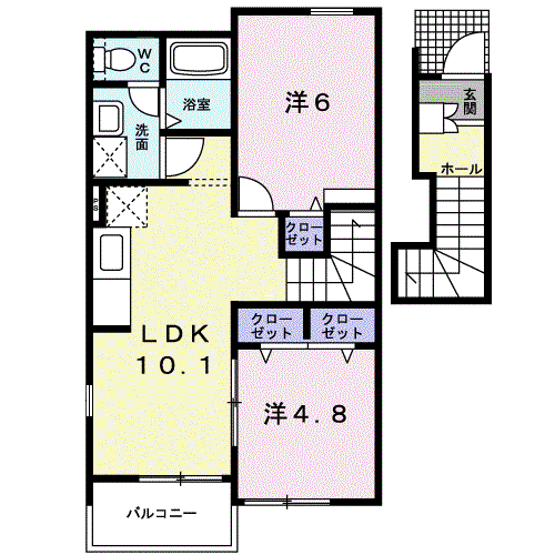 サンパティークⅡ(2LDK/2階)の間取り写真