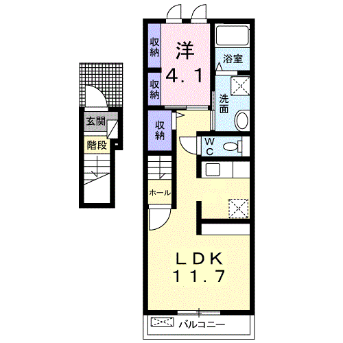 グレイス MーⅠ(1LDK/2階)の間取り写真