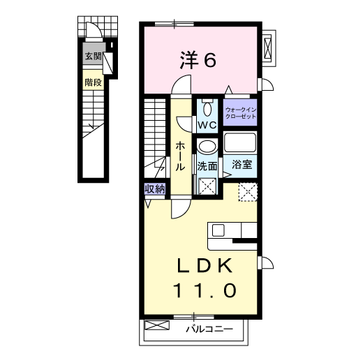 リトム・クラージュ(1LDK/2階)の間取り写真