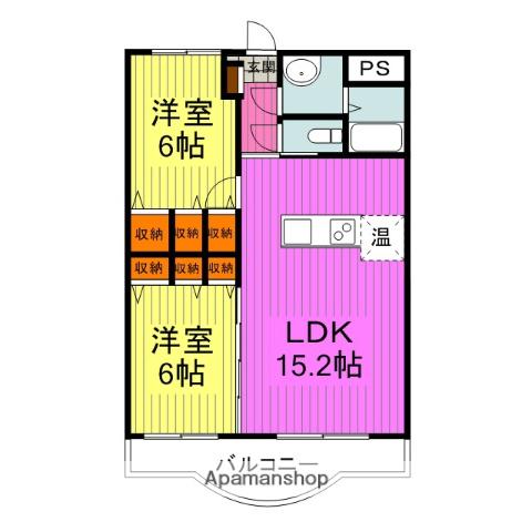 フレグランス今市(2LDK/1階)の間取り写真