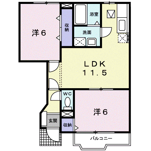 メゾンフルールC(2LDK/1階)の間取り写真
