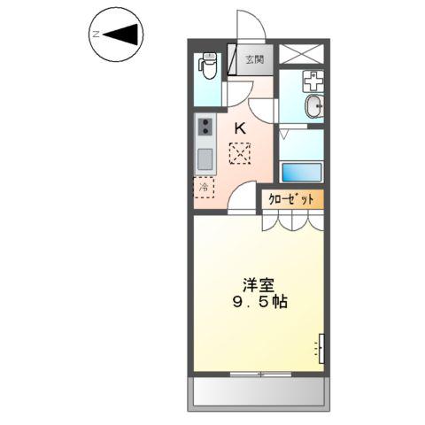 ピアリーⅡ(1K/1階)の間取り写真