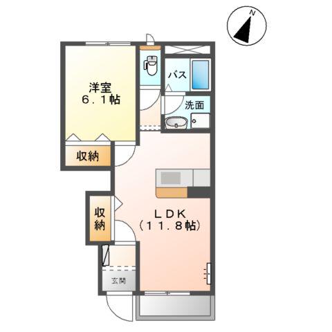 ベルローズ(1LDK/1階)の間取り写真