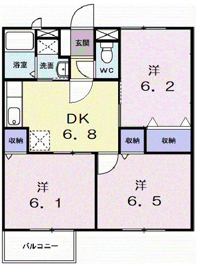 グリーンハイムA(3DK/2階)の間取り写真