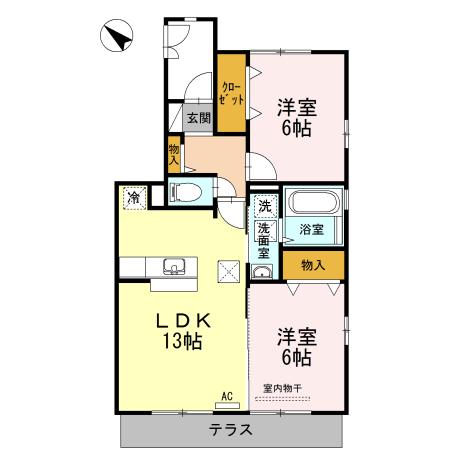 リリア壱番館(2LDK/1階)の間取り写真