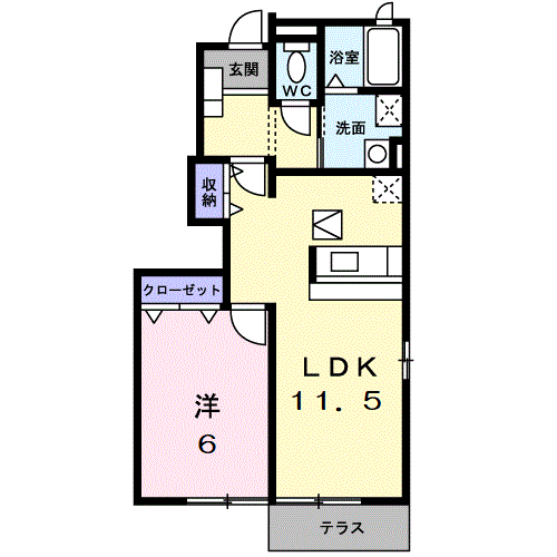 イースト・ステイ・クレインB(1LDK/1階)の間取り写真