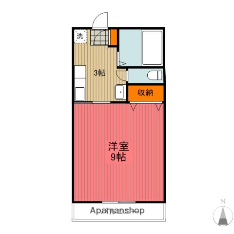 プロミネンス新田(1K/2階)の間取り写真