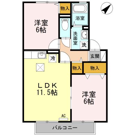 リビエールNO.1(2LDK/1階)の間取り写真