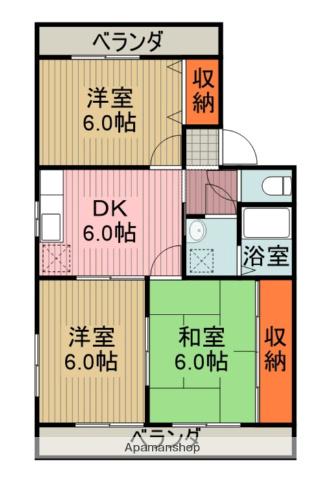 ブルーボネットⅠ番館(3DK/1階)の間取り写真