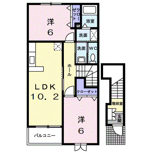 シバームB(2LDK/2階)の間取り写真