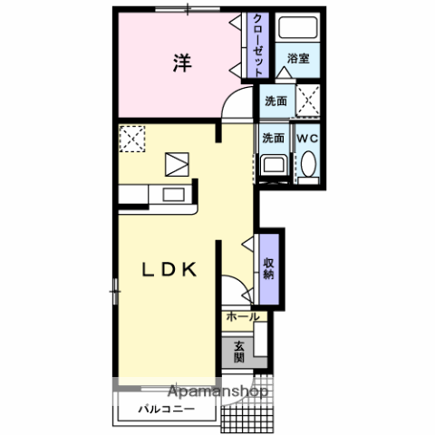 ボンヴィラージュⅢ(1LDK/1階)の間取り写真