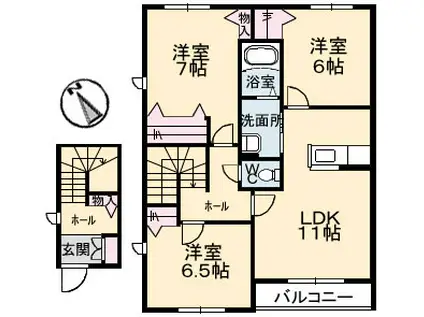 カサ・モーヴ(3LDK/2階)の間取り写真