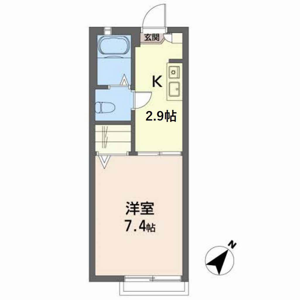 ランドロード・オチ 千日(1K/2階)の間取り写真