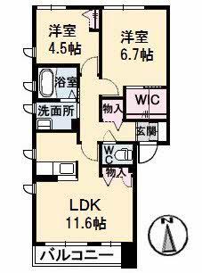 レジデンス(2LDK/2階)の間取り写真