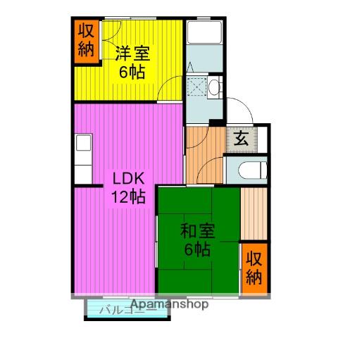 リヴィエール A棟(2LDK/2階)の間取り写真