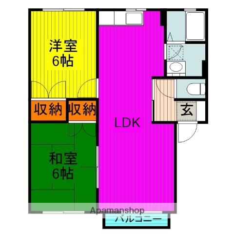 リヴィエール B棟(2LDK/1階)の間取り写真