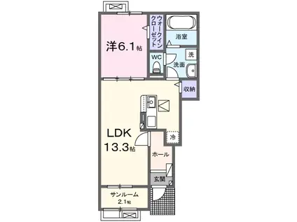 ラ・ファミーユ萩A(1LDK/1階)の間取り写真