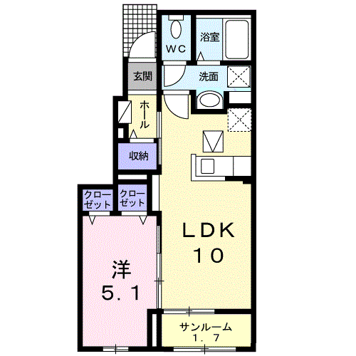 羽島1丁目アパート(1LDK/1階)の間取り写真