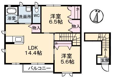 グランデージ南岩国(2LDK/2階)の間取り写真