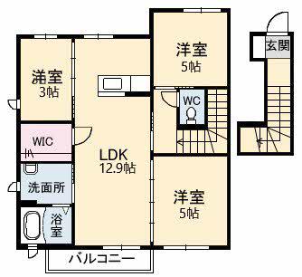ヴィラ名水B棟(3LDK/2階)の間取り写真